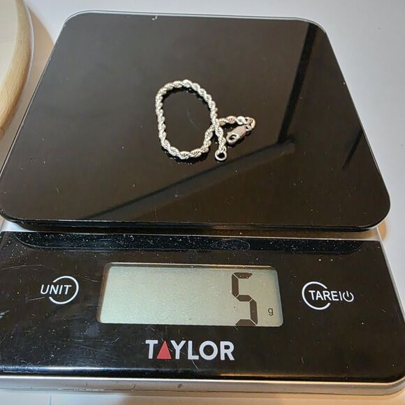 Sterling Silver 925 Twisted Rope Link Chain Bracelet 7 In. Long Weighs 5 Grams - Picture 6 of 6